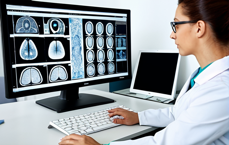 방사선사 병원 내 승진 사례 - Radiologist in a Modern Office**
"A professional radiologist, fully clothed in a modest business at...