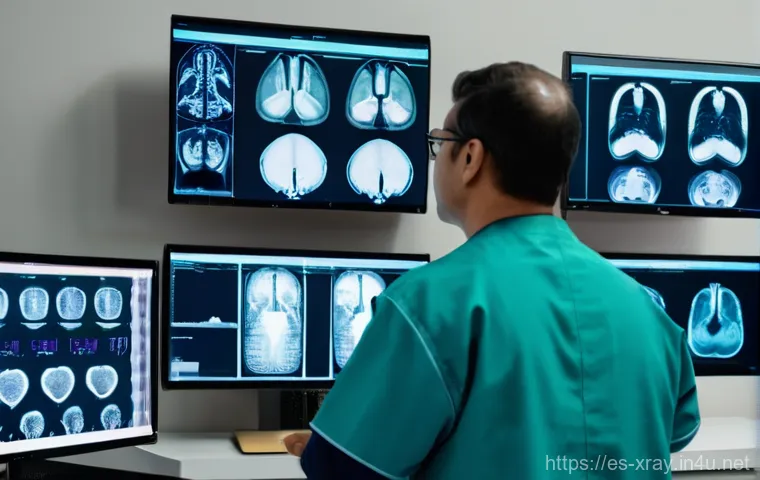 방사선사 영상 처리가 중요한 이유 - **Prompt:** A radiologist, a woman in her late 30s with professional attire, stands in a brightly li...