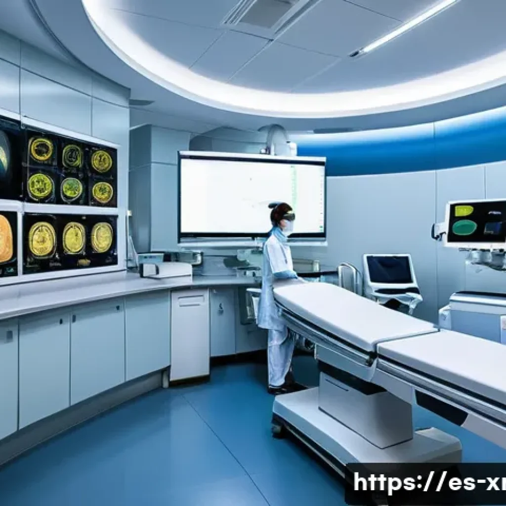 방사선사 신규 과목 트렌드 - A modern radiology training room in a Spanish hospital, featuring cutting-edge high-resolution CT sc...