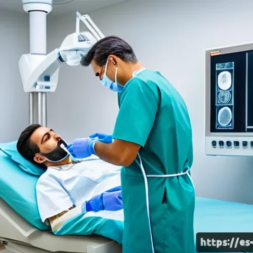 방사선사 자격증 대비 실전 문제 - A modern radiology technician in a bright, clean hospital room, carefully adjusting the settings on ...